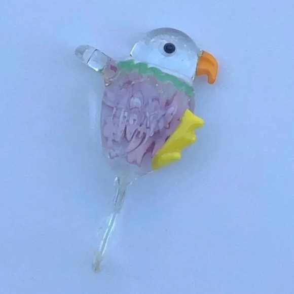 Precious Clear Murano Glass Bird Parrot Parakeet Necklace Pendant NWT - Picture 2 of 4